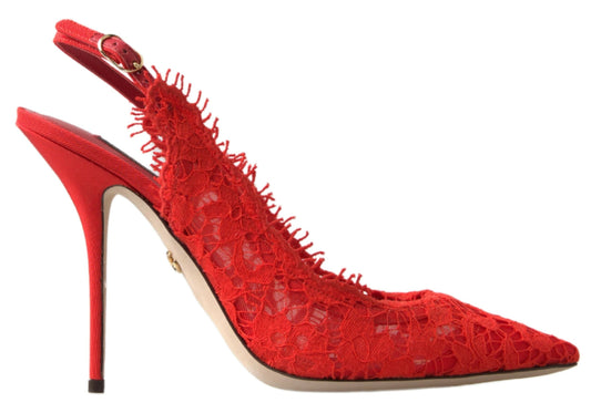 Dolce & Gabbana Elegant Red Slingback Heels Pumps