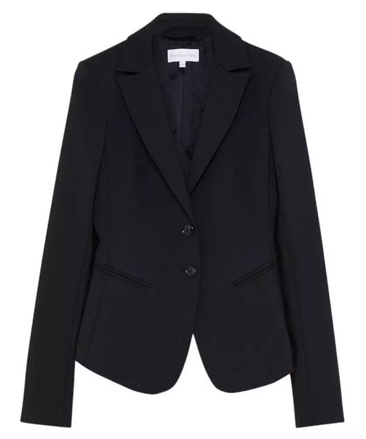 Patrizia Pepe Elegant Black Cotton Blend Blazer Jacket