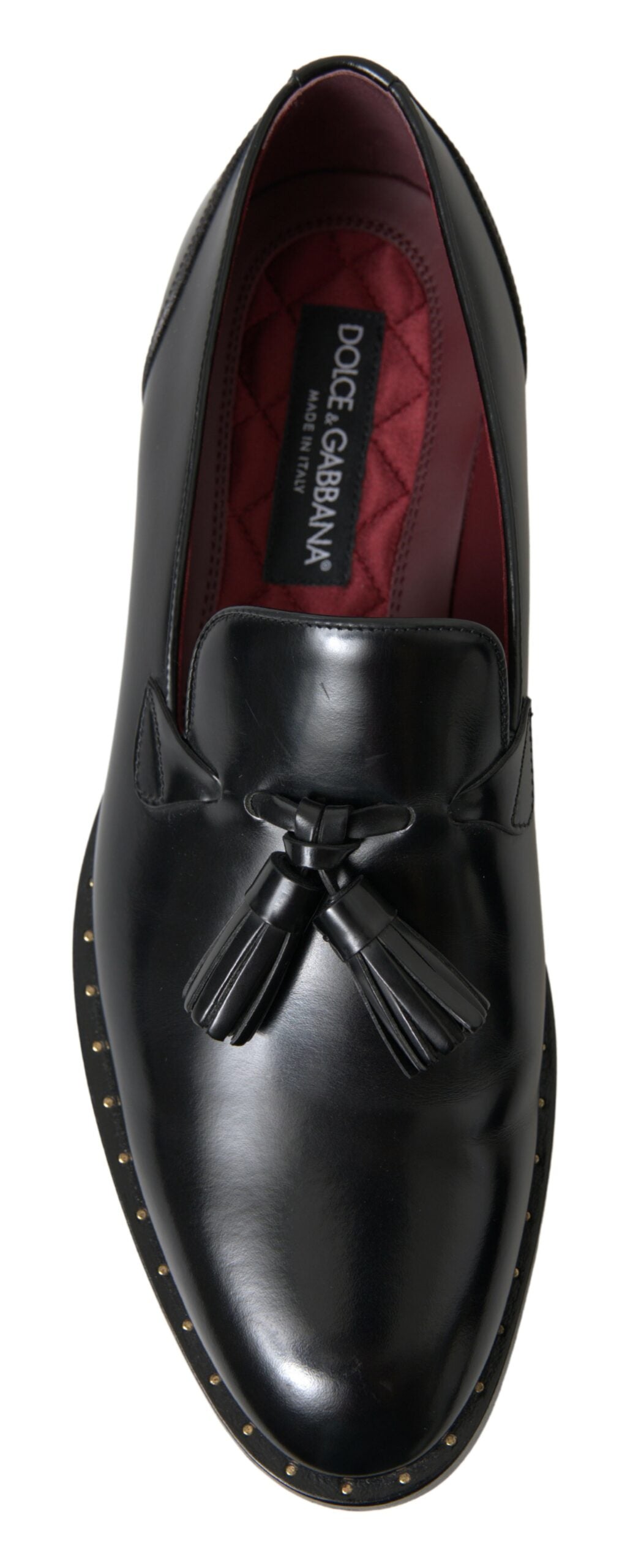 Dolce & Gabbana Elegant Black Gold Tassel Leather Loafers