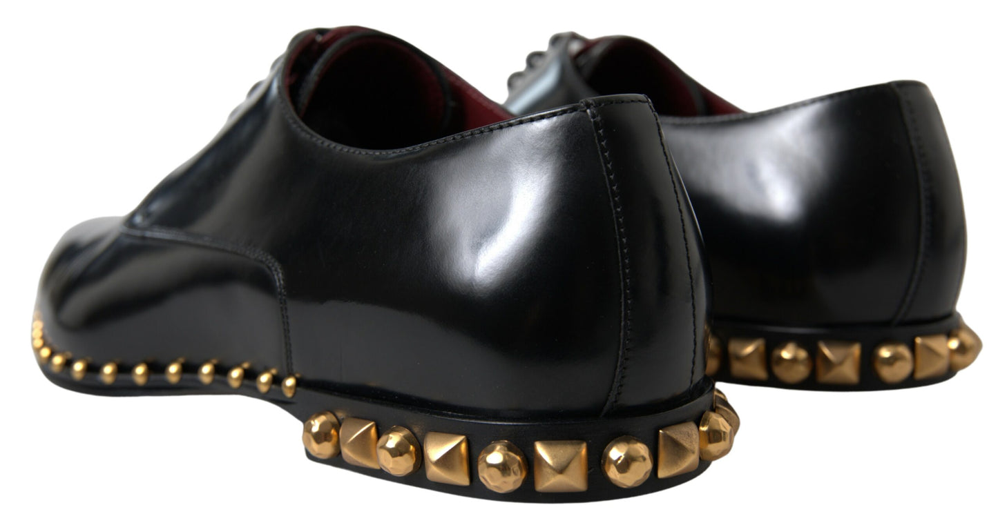 Dolce & Gabbana Elegant Gold-Accented Black Leather Dress Shoes