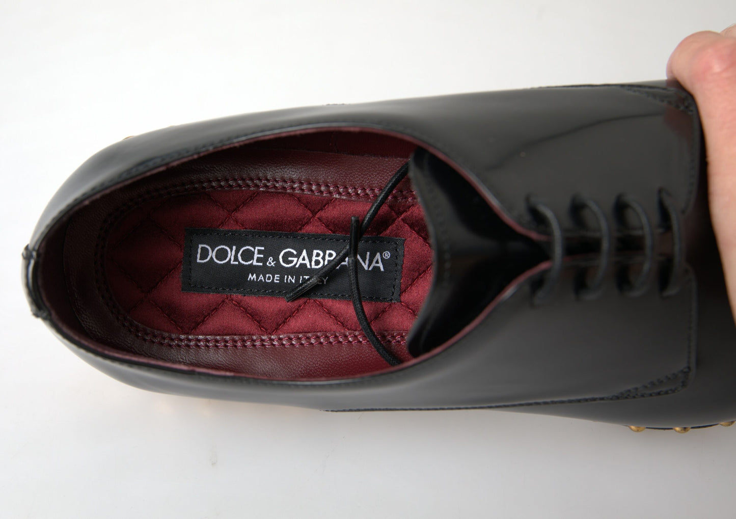 Dolce & Gabbana Elegant Gold-Accented Black Leather Dress Shoes