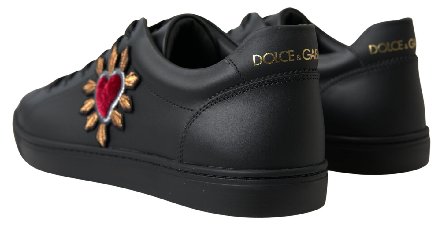 Dolce & Gabbana Elegant Heart Patch Leather Sneakers