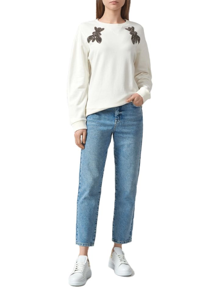 Patrizia Pepe Elegant Rhinestone Cotton Sweatshirt