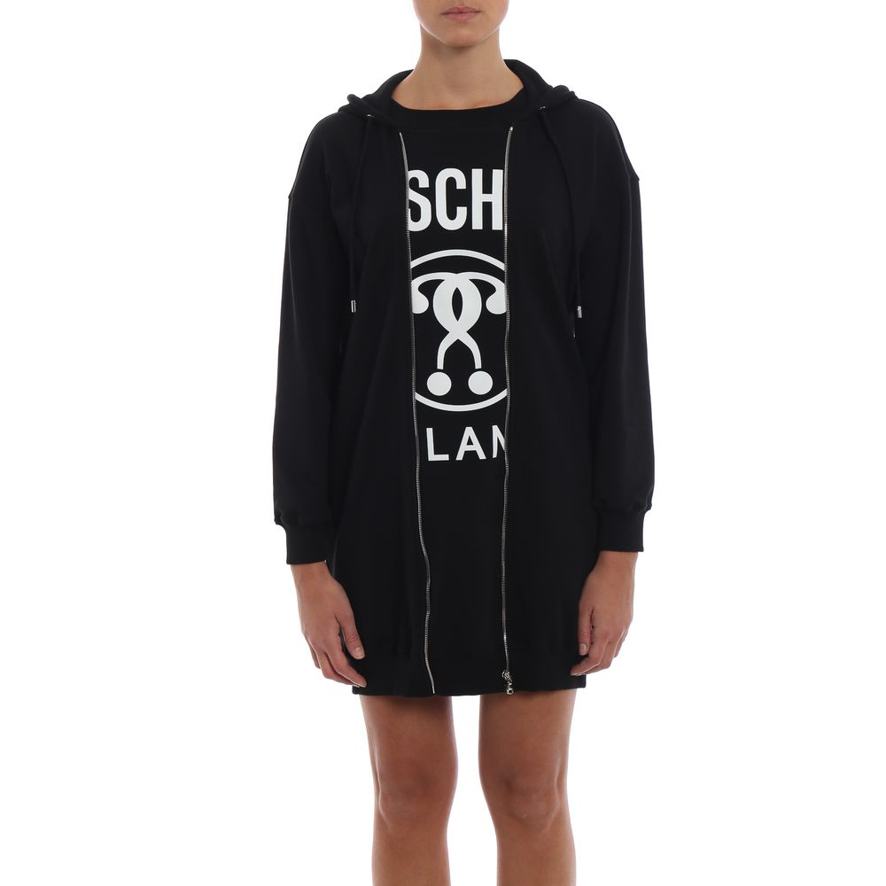 Moschino Couture Elegant Hooded Sweatshirt Dress with Chic Print