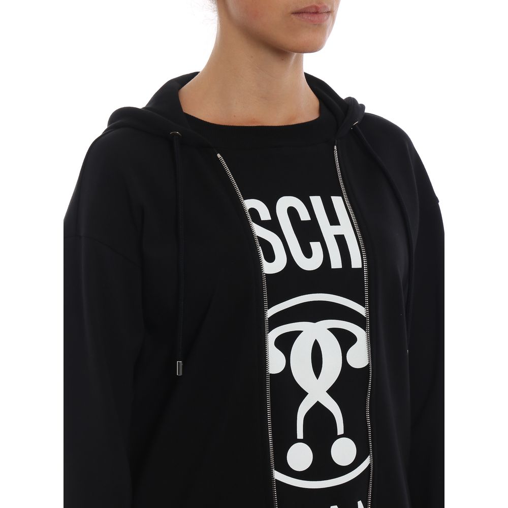 Moschino Couture Elegant Hooded Sweatshirt Dress with Chic Print