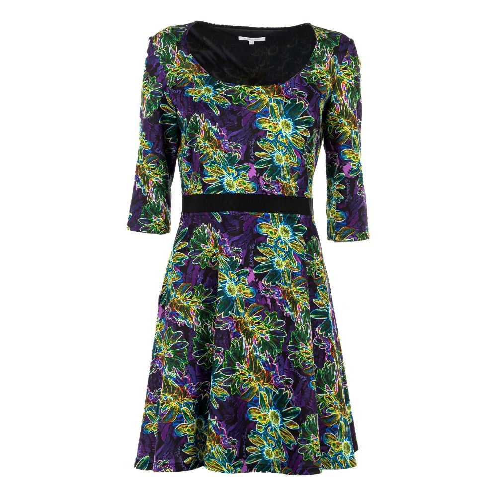 Patrizia Pepe Floral Elegance Short Dress with Wide Neckline