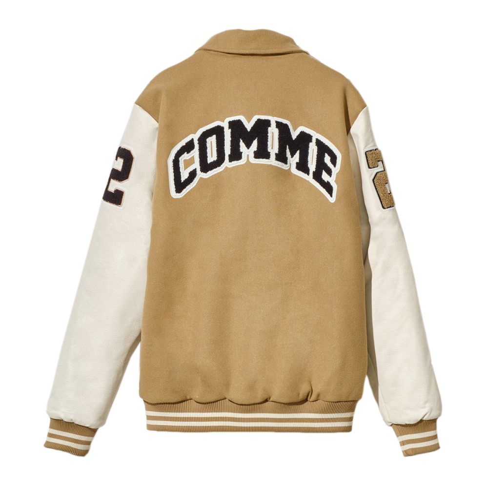 Comme Des Fuckdown Urban Chic College Bomber Jacket with Eco-Leather Sleeves