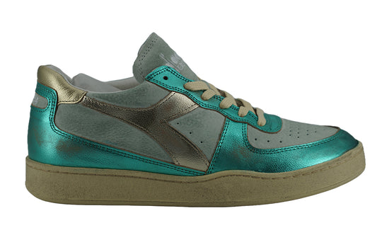 Diadora Elegant Sea Blue Retro Leather Sneakers