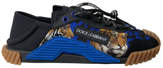 Dolce & Gabbana Elegant Black NS1 Sneakers with Tiger Motive