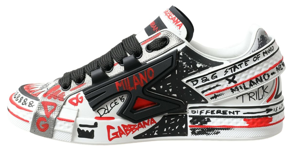 Dolce & Gabbana Multicolor Hand-Painted Leather Sneakers