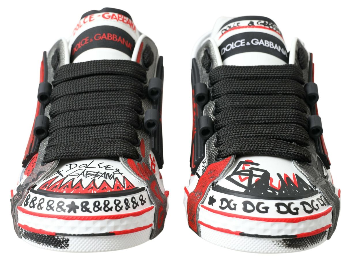 Dolce & Gabbana Multicolor Hand-Painted Leather Sneakers