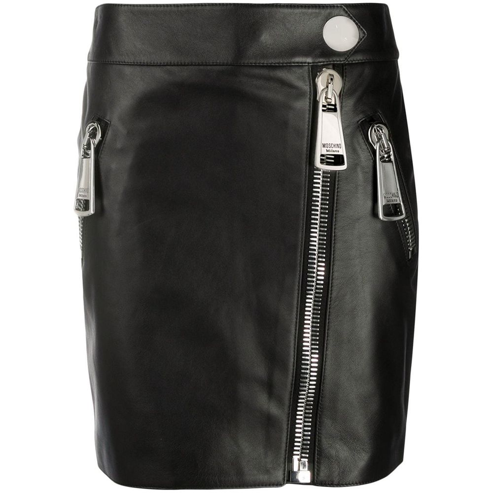 Moschino Couture Chic Sheepskin Mini Skirt with Maxi Zip Detail