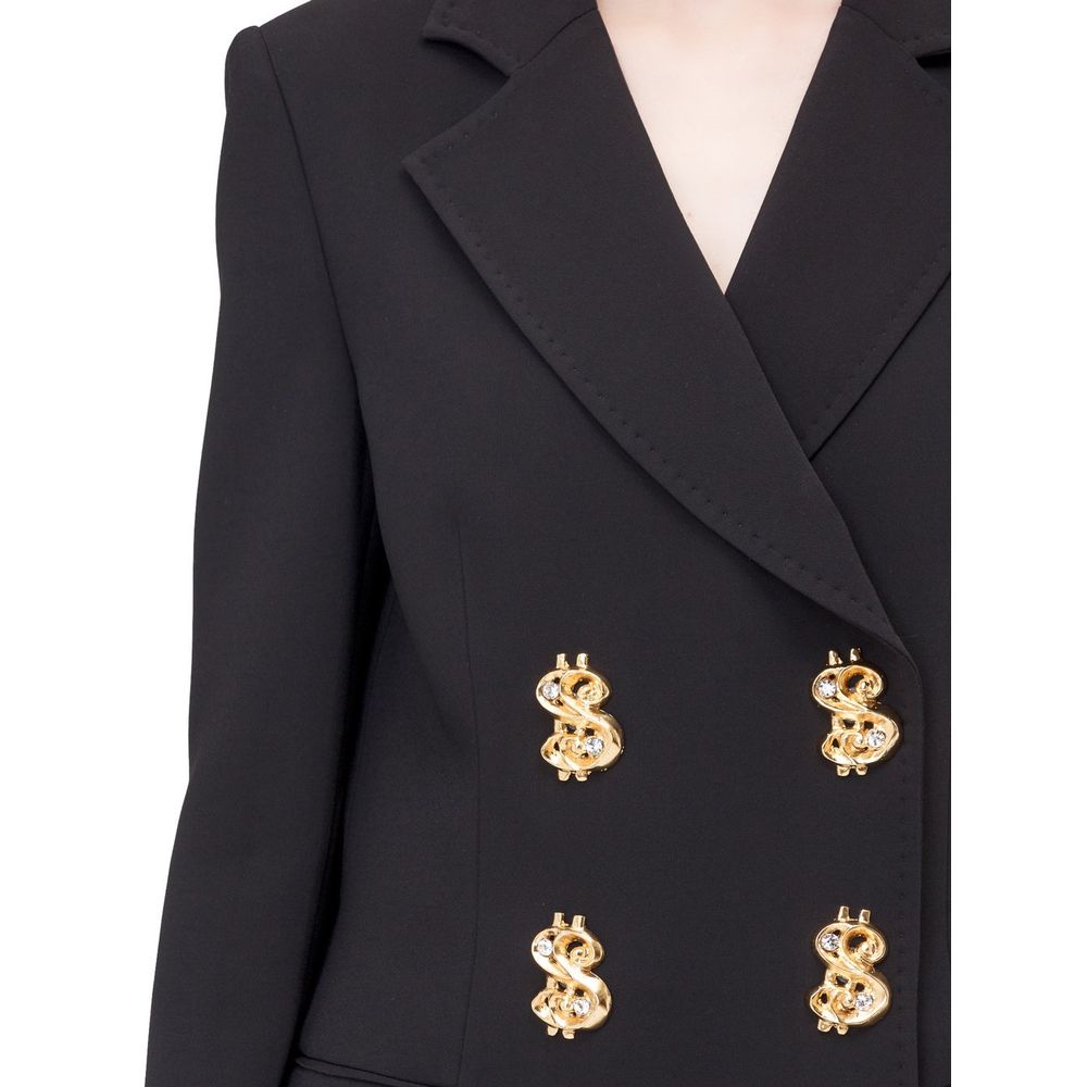 Moschino Couture Elegant Black Double-Breasted Rhinestone Jacket