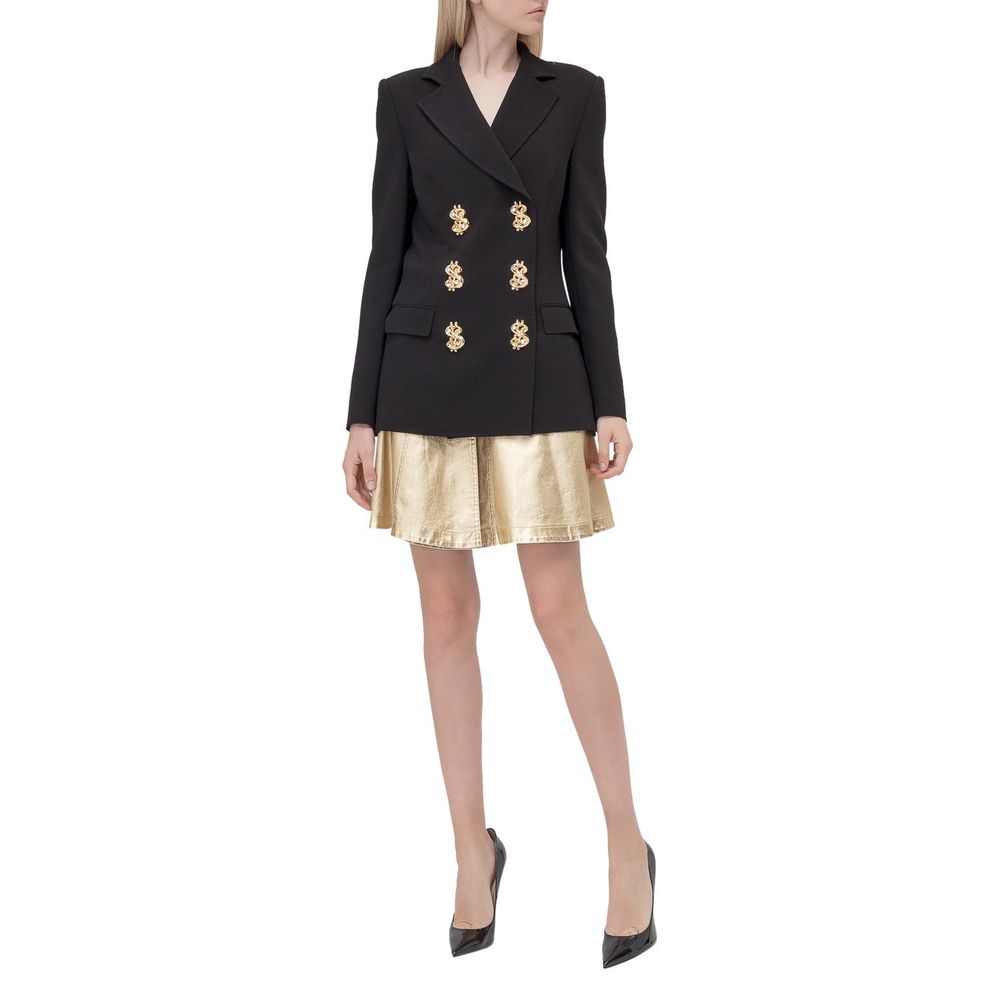 Moschino Couture Elegant Black Double-Breasted Rhinestone Jacket