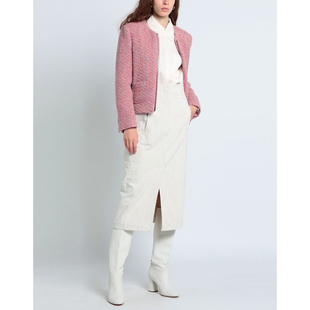 Moschino Couture Elegant Pink Tweed-Textured Wool Blend Jacket