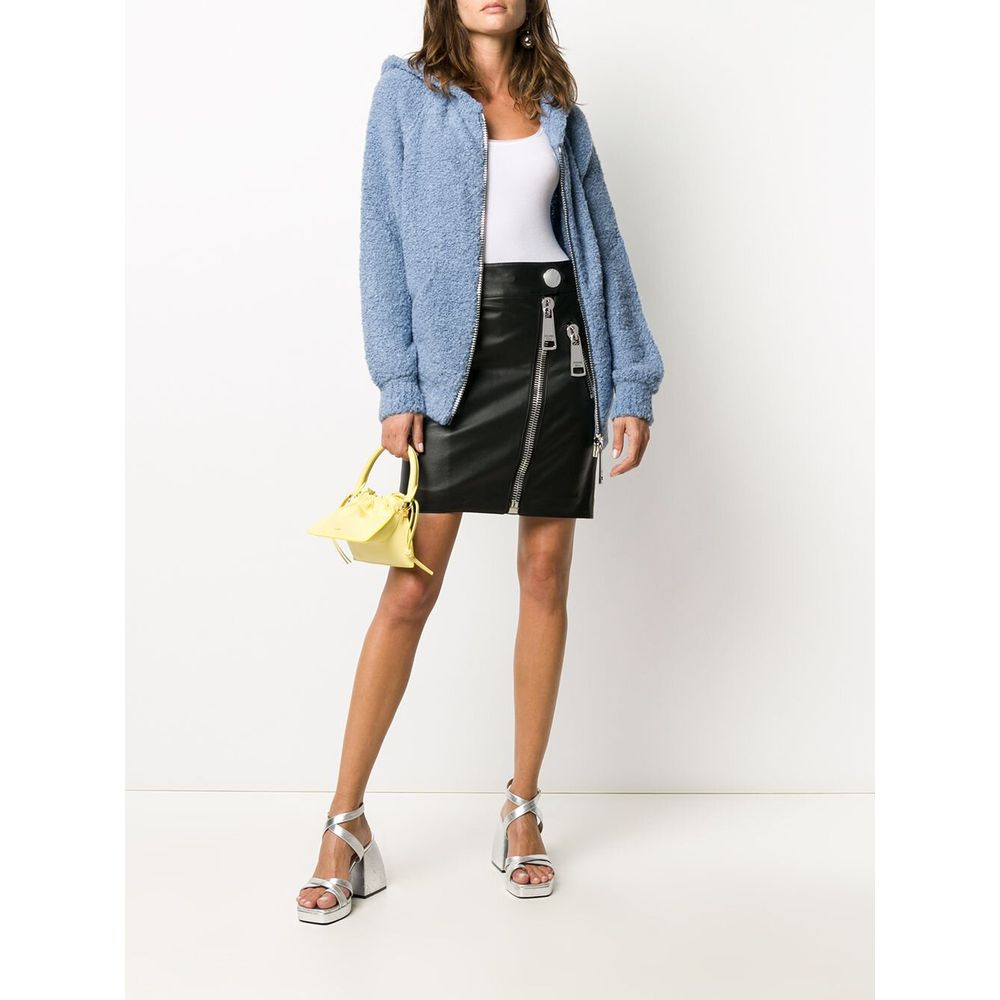 Moschino Couture Chic Sheepskin Mini Skirt with Maxi Zip Detail