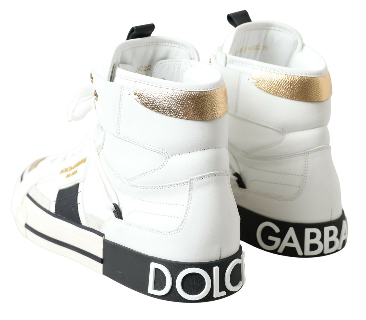 Dolce & Gabbana Elegant High Top Sneakers in White and Gold