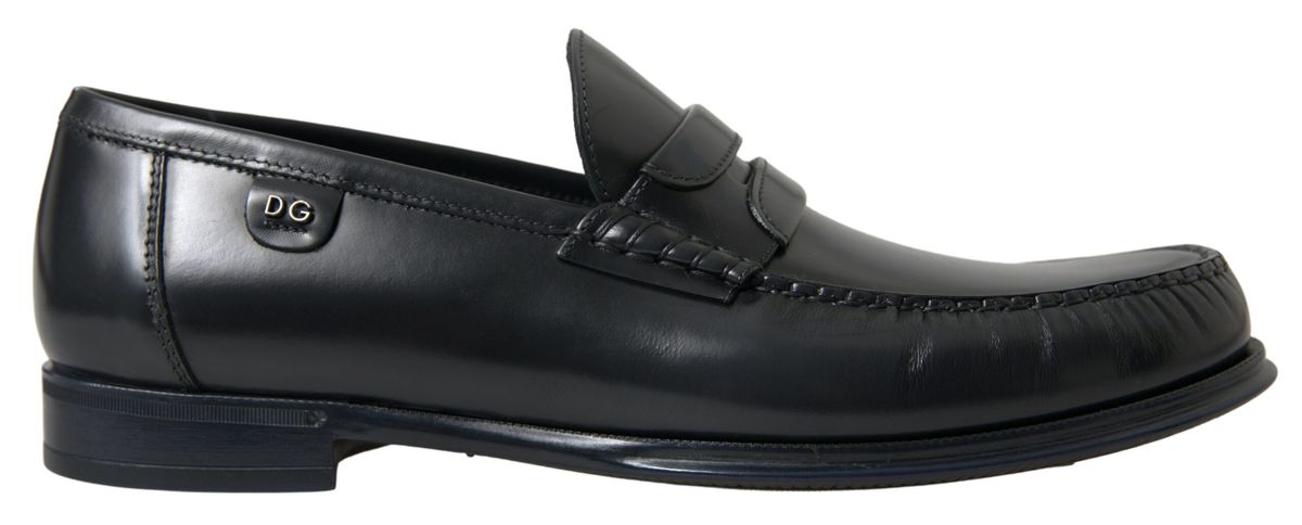 Dolce & Gabbana Elegant Black Leather Mens Loafers