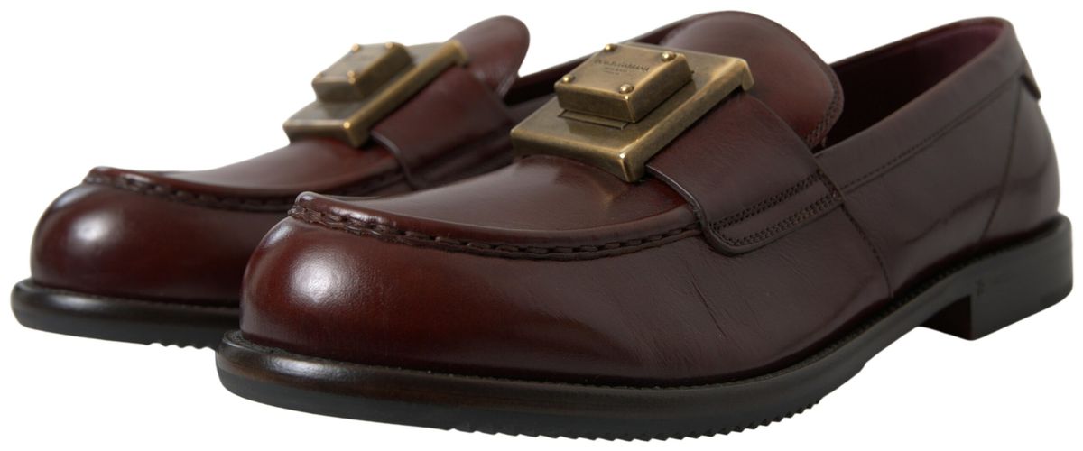 Dolce & Gabbana Elegant Bordeaux Leather Dress Loafers