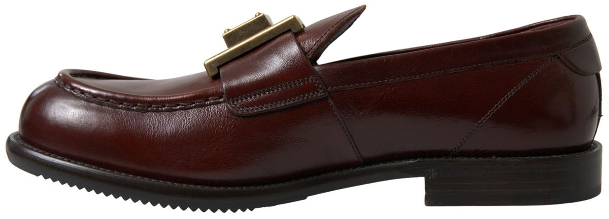 Dolce & Gabbana Elegant Bordeaux Leather Dress Loafers