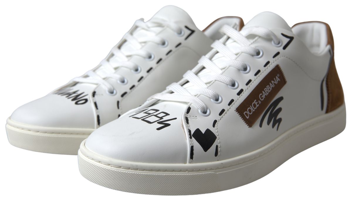 Dolce & Gabbana Chic White and Beige Casual Sneakers