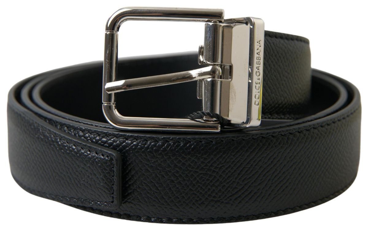 Dolce & Gabbana Elegant Black Leather Belt with Metal Buckle