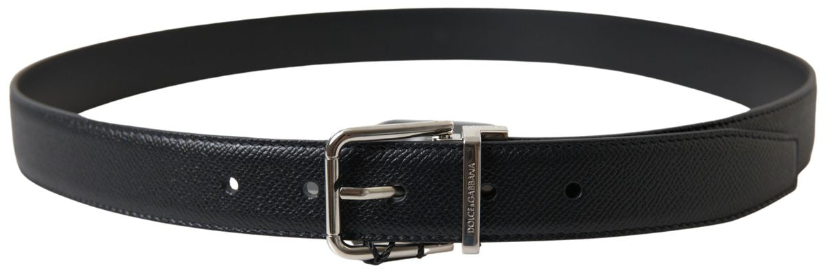 Dolce & Gabbana Elegant Black Leather Belt with Metal Buckle