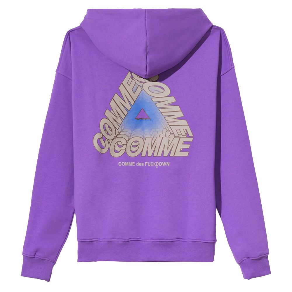 Comme Des Fuckdown Purple Cotton Hooded Sweatshirt with Bold Print