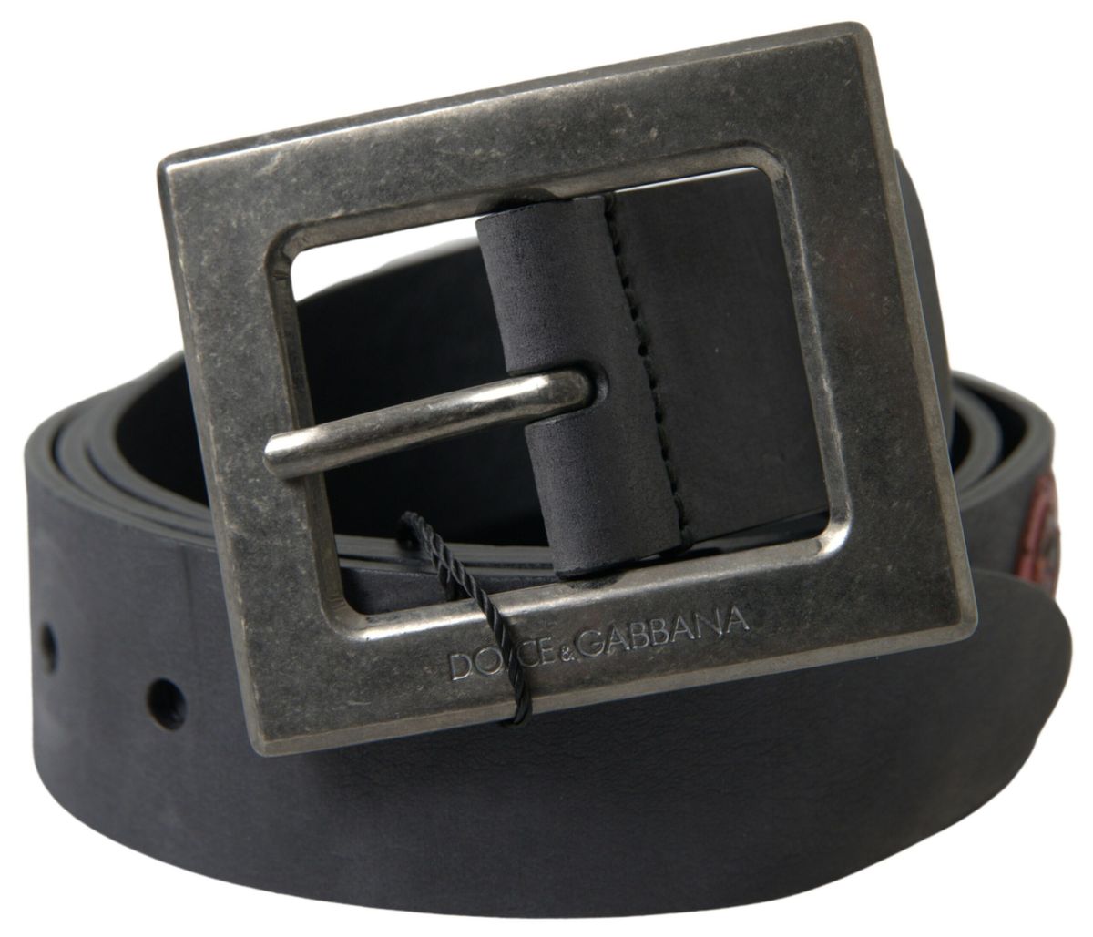 Dolce & Gabbana Elegant Black Leather Belt with Metal Buckle