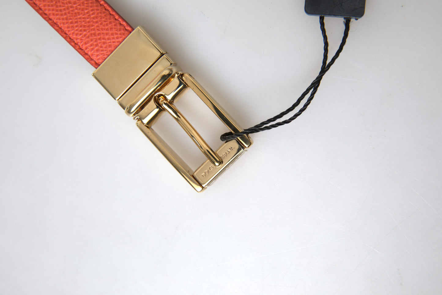 Dolce & Gabbana Chic Orange Leather Belt with Metal Buckle