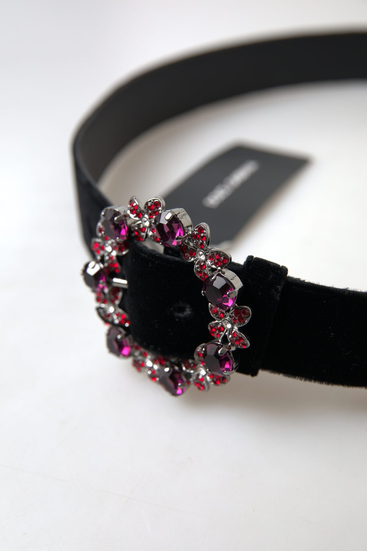 Dolce & Gabbana Elegant Black Crystal Embellished Leather Belt