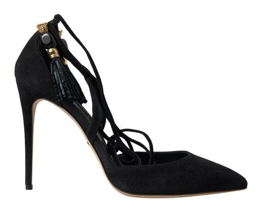 Dolce & Gabbana Elegant Black Ankle Strap Stiletto Heels