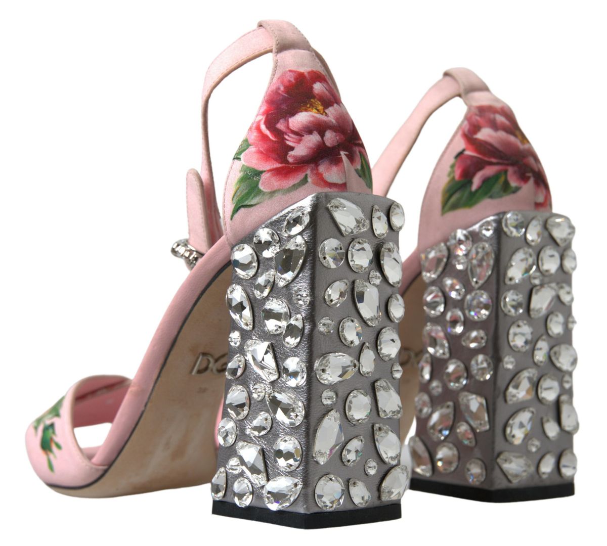 Dolce & Gabbana Floral Bejeweled Block Heel Sandals