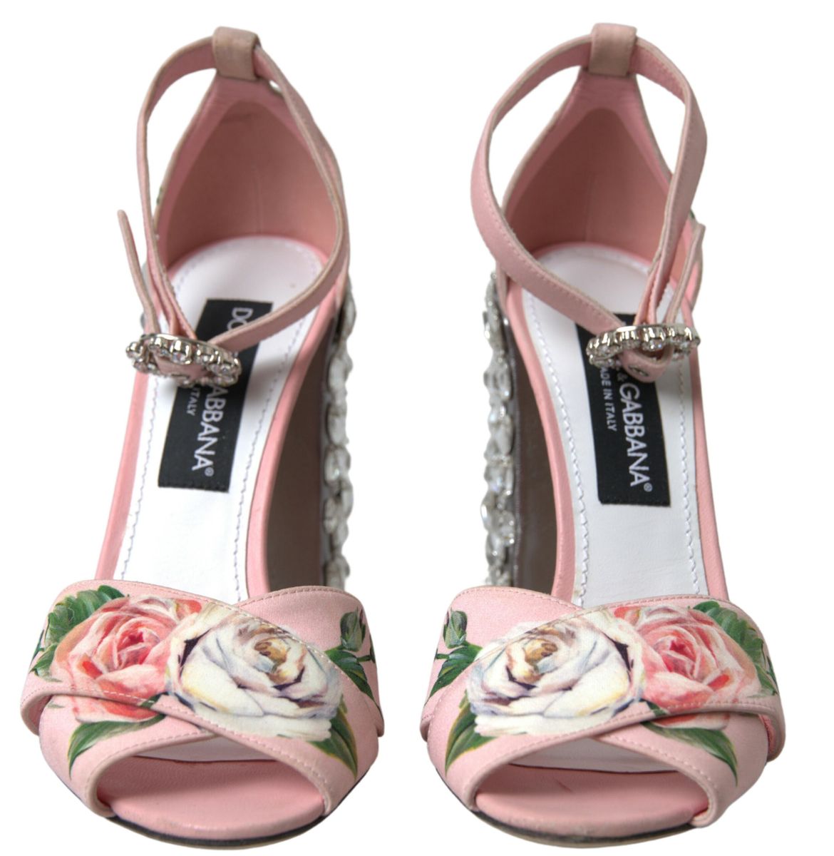 Dolce & Gabbana Floral Bejeweled Block Heel Sandals