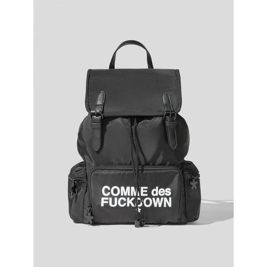 Comme Des Fuckdown Sleek Black Nylon Backpack with Logo Detail