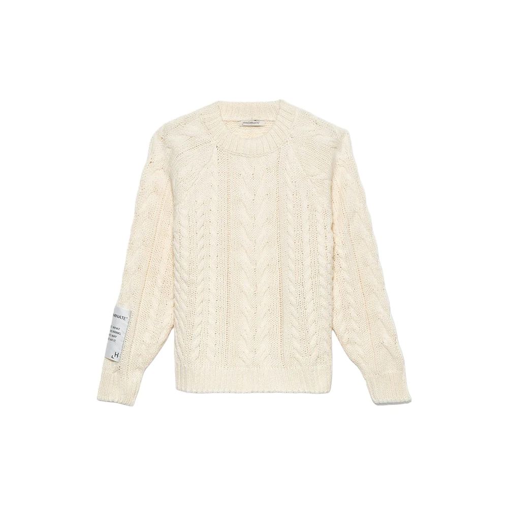 Hinnominate Elegant Cable-Knit Crew Neck Sweater