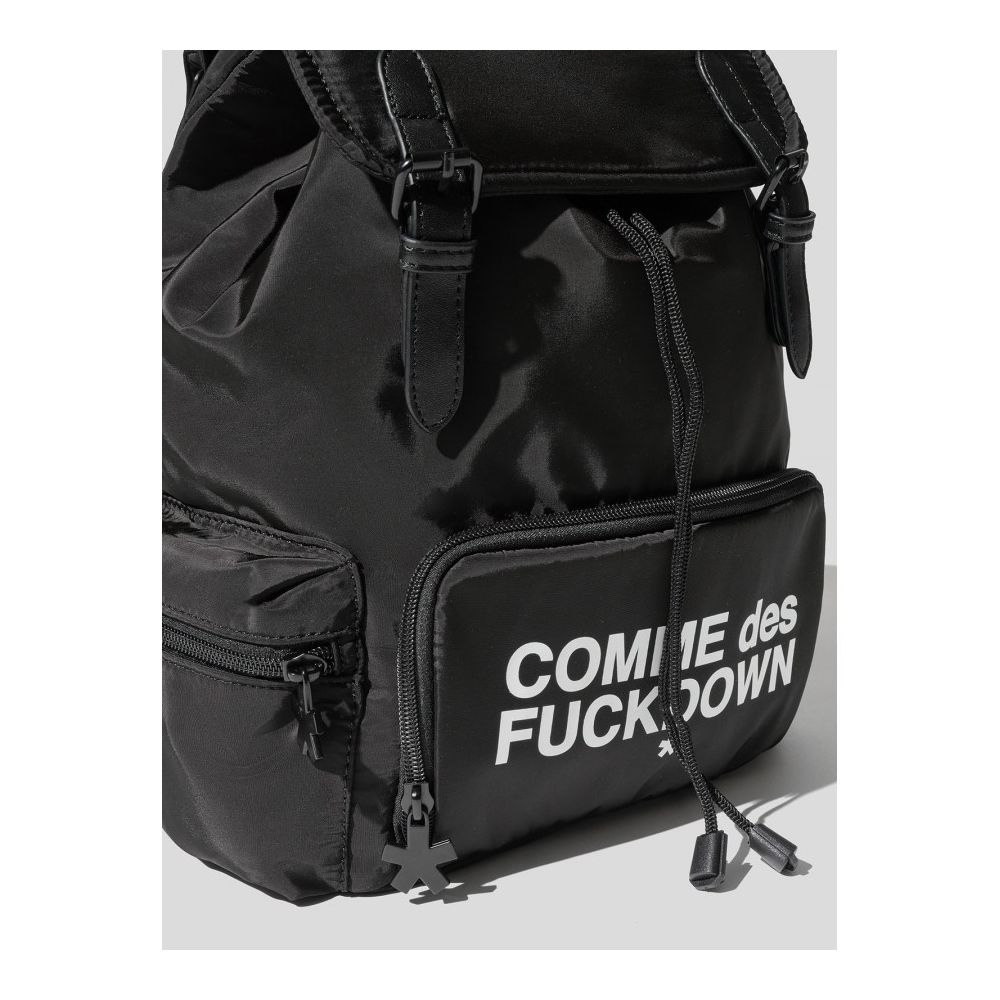 Comme Des Fuckdown Sleek Black Nylon Backpack with Logo Detail