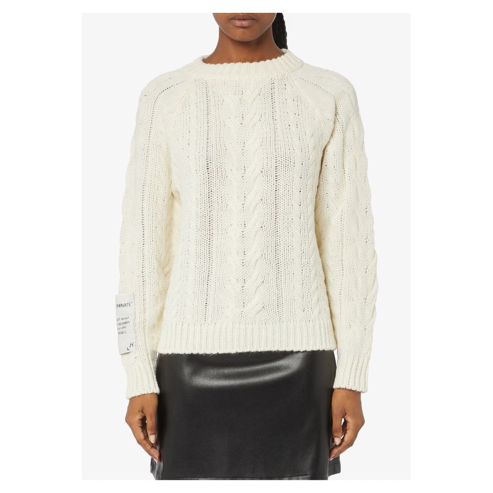 Hinnominate Elegant Cable-Knit Crew Neck Sweater