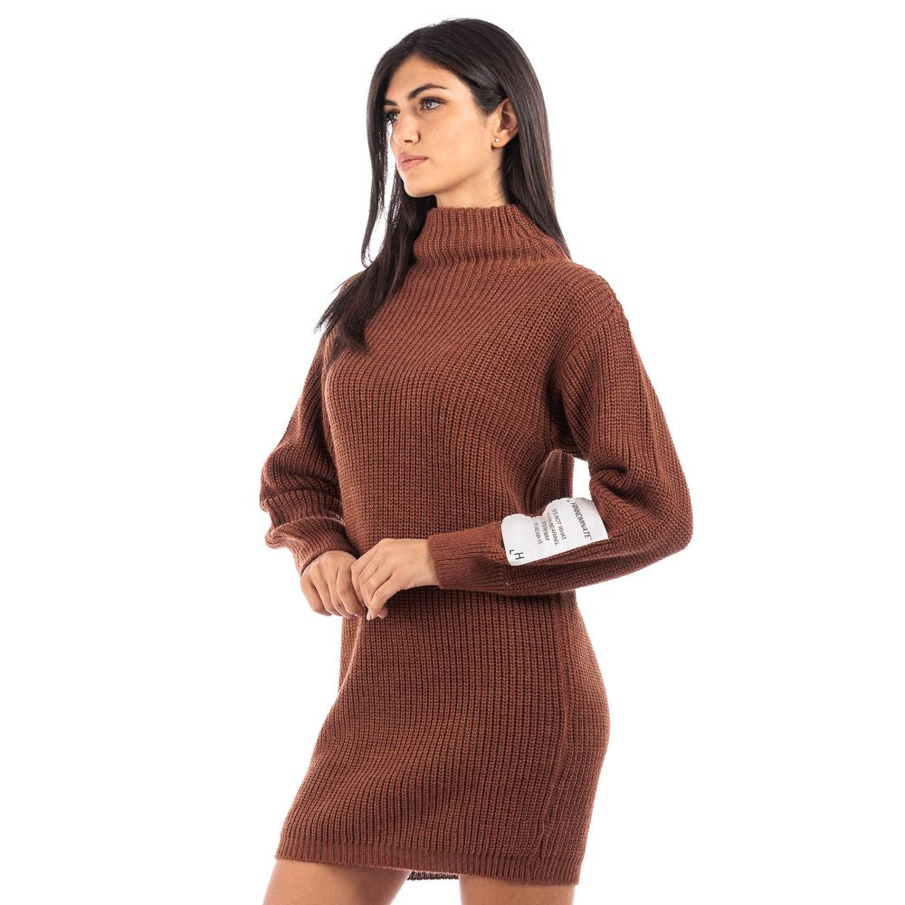 Hinnominate Chic Pearlized Knit Turtleneck Dress