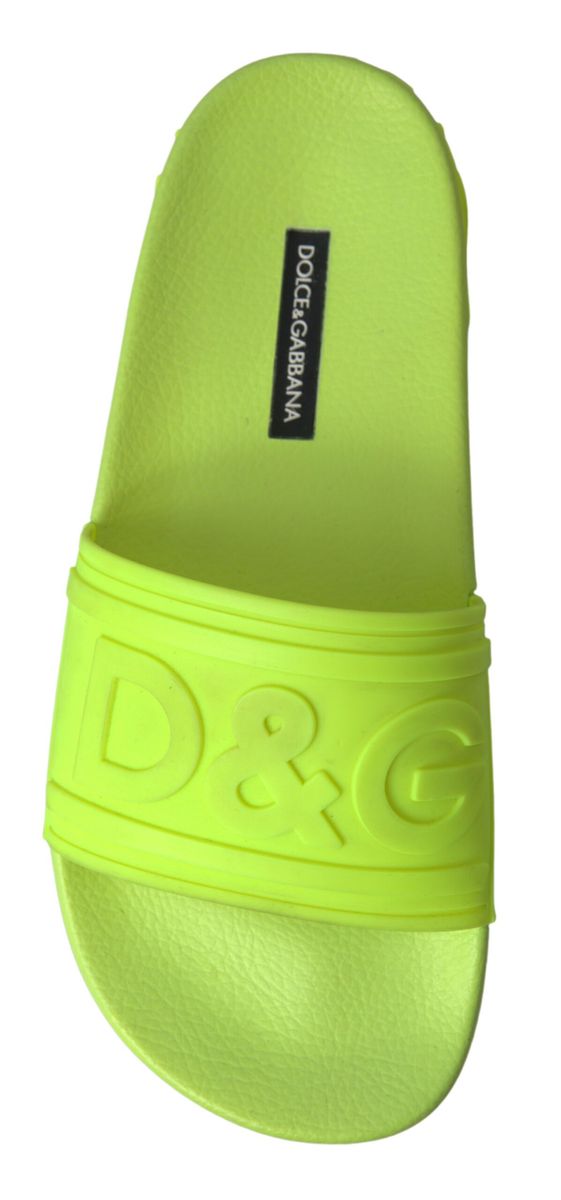 Dolce & Gabbana Elegant Yellow Green Slide Sandals