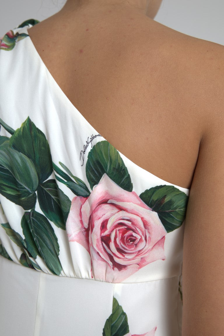 Dolce & Gabbana Elegant One-Shoulder Floral Midi Dress