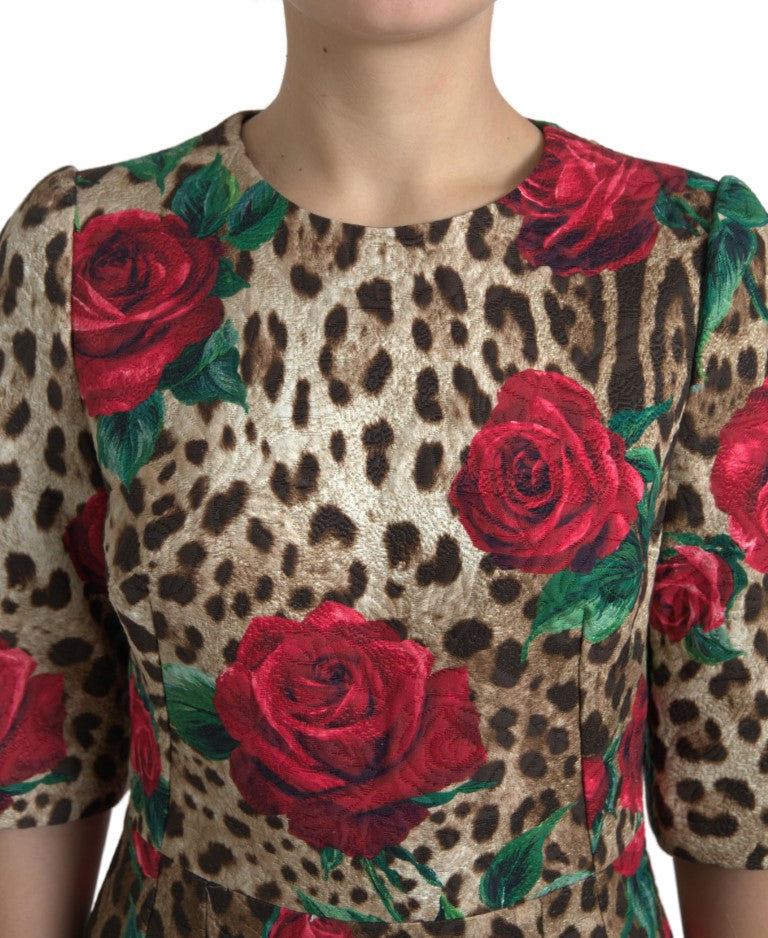 Dolce & Gabbana Floral Leopard Print A-Line Dress