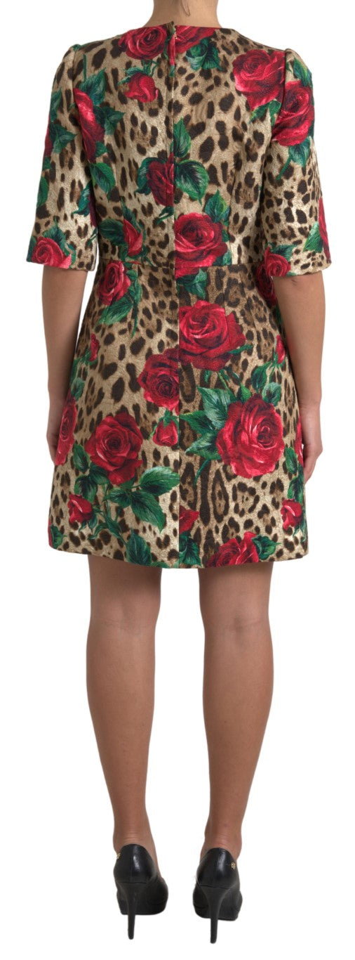 Dolce & Gabbana Floral Leopard Print A-Line Dress