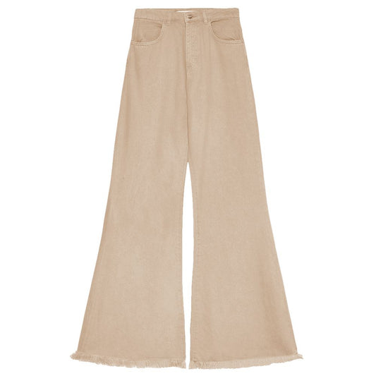 Hinnominate Beige Flared Jeans with Raw Cut Hem