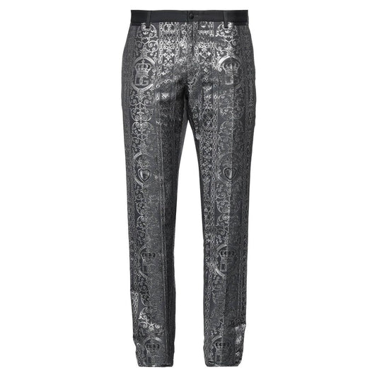 Dolce & Gabbana Elegant Satin & Silk Abstract Motif Trousers