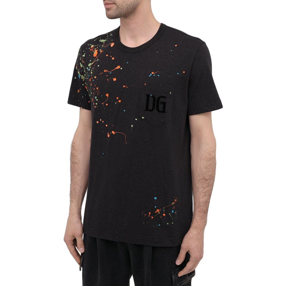 Dolce & Gabbana Embroidered Splatter Cotton Tee