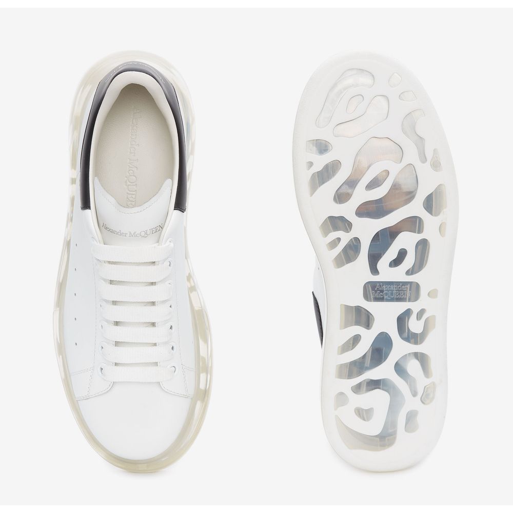 Alexander McQueen Sleek White Lace-Up Sneakers with Transparent Sole