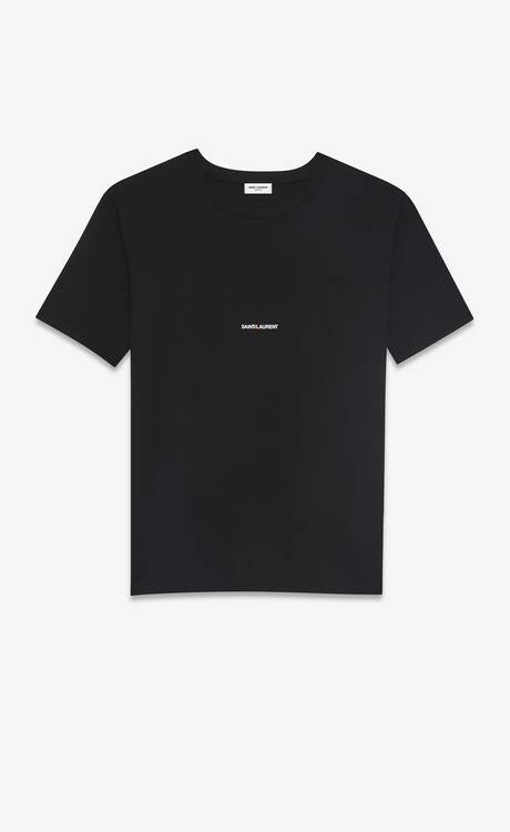 Saint Laurent Elegant Black Cotton Tee with Logo Detail