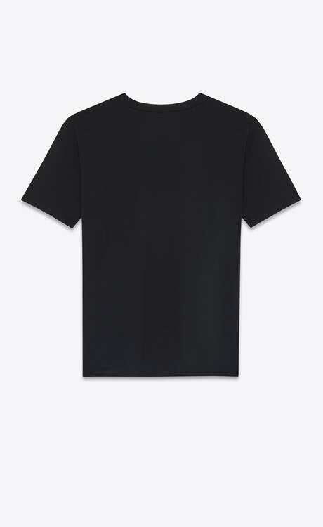 Saint Laurent Elegant Black Cotton Tee with Logo Detail