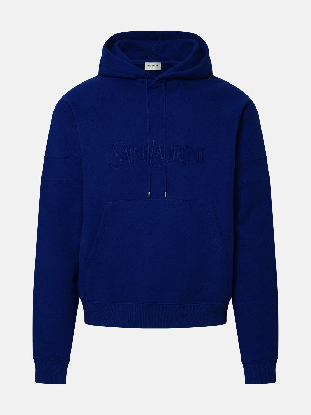 Saint Laurent Chic Blue Cotton Hoodie with Embroidered Logo